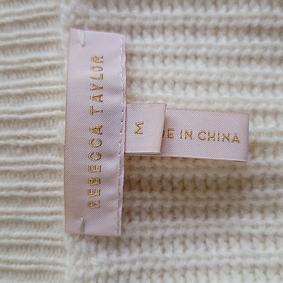 Rebecca Taylor Cream Knit Sweater V-neck Lightweight Ethereal Fairy Wool Blend M - Picture 8 of 10